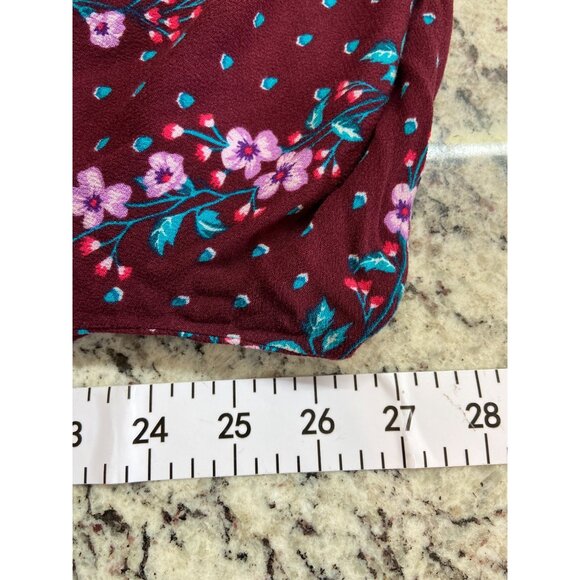 Old Navy Blouse XXL Burgundy Floral Long Sleeve Elastic Cottagecore Lagenlook - Picture 6 of 7
